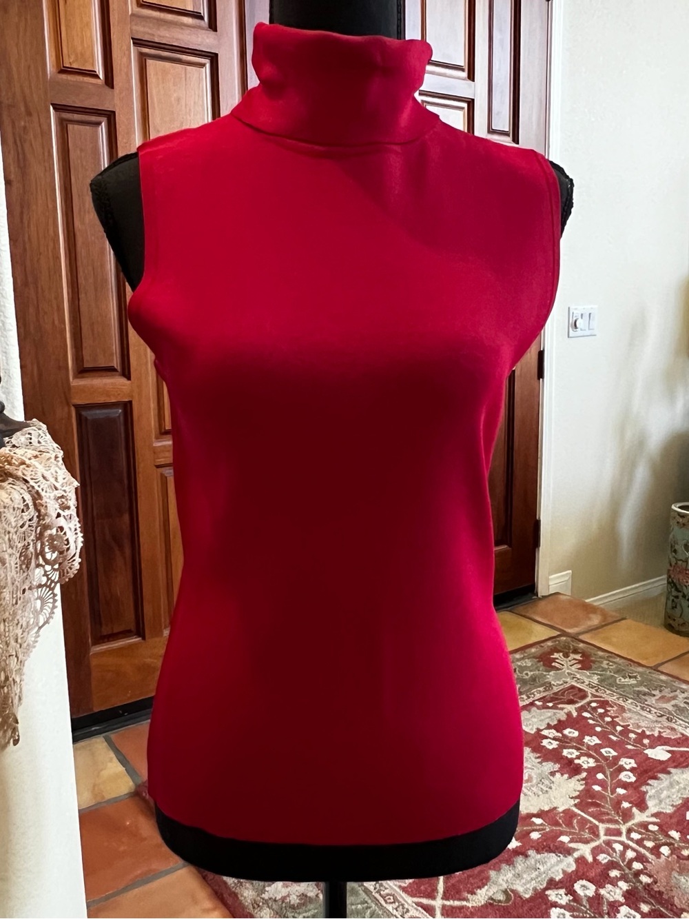 Vintage Scott Taylor Red Turtleneck Sleeveless Top L